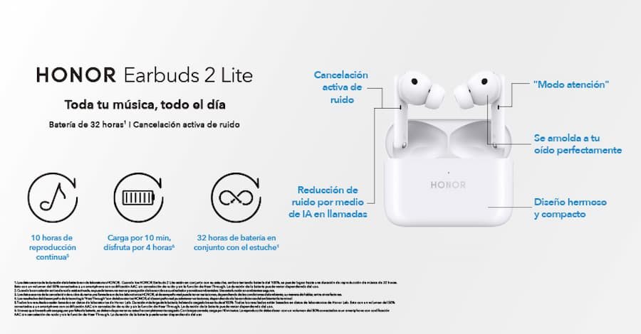 Los Earbuds 2 Lite de Honor llegaron al Perú, conoce sus características y precio ficha tecnica